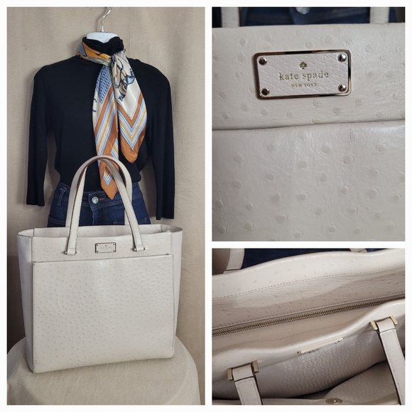 KATE SPADE ♠️ ostrich tote - Picture 3 of 6